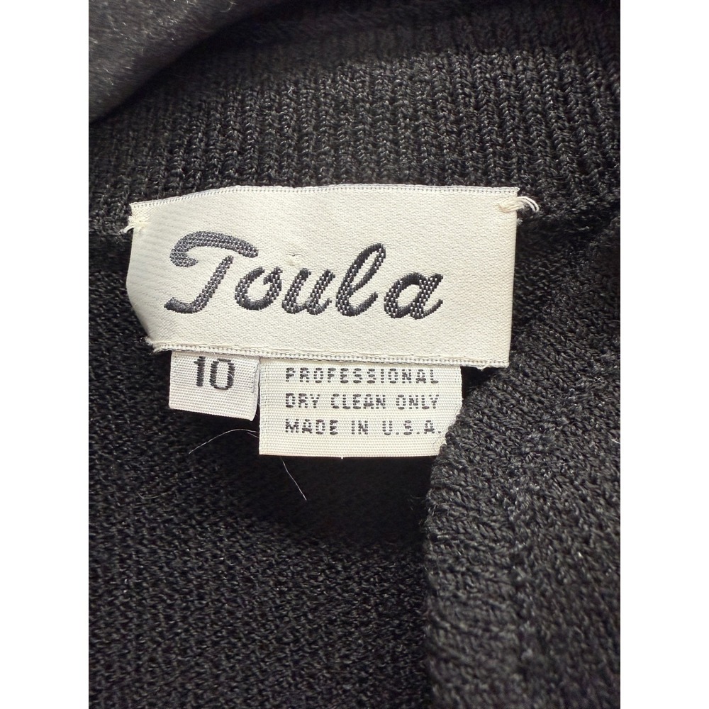 Toula Vintage Colorblock Geometric Zip Up Cardigan Sweater Womens 10 Black Multi - Picture 3 of 13